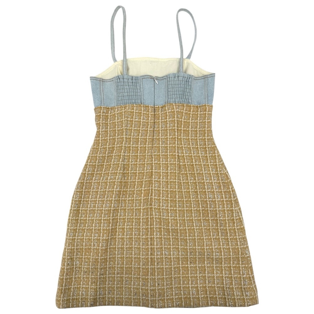 Sandro Two-Tone Mini Dress in Light Blue and Beige - Picture 4 of 16
